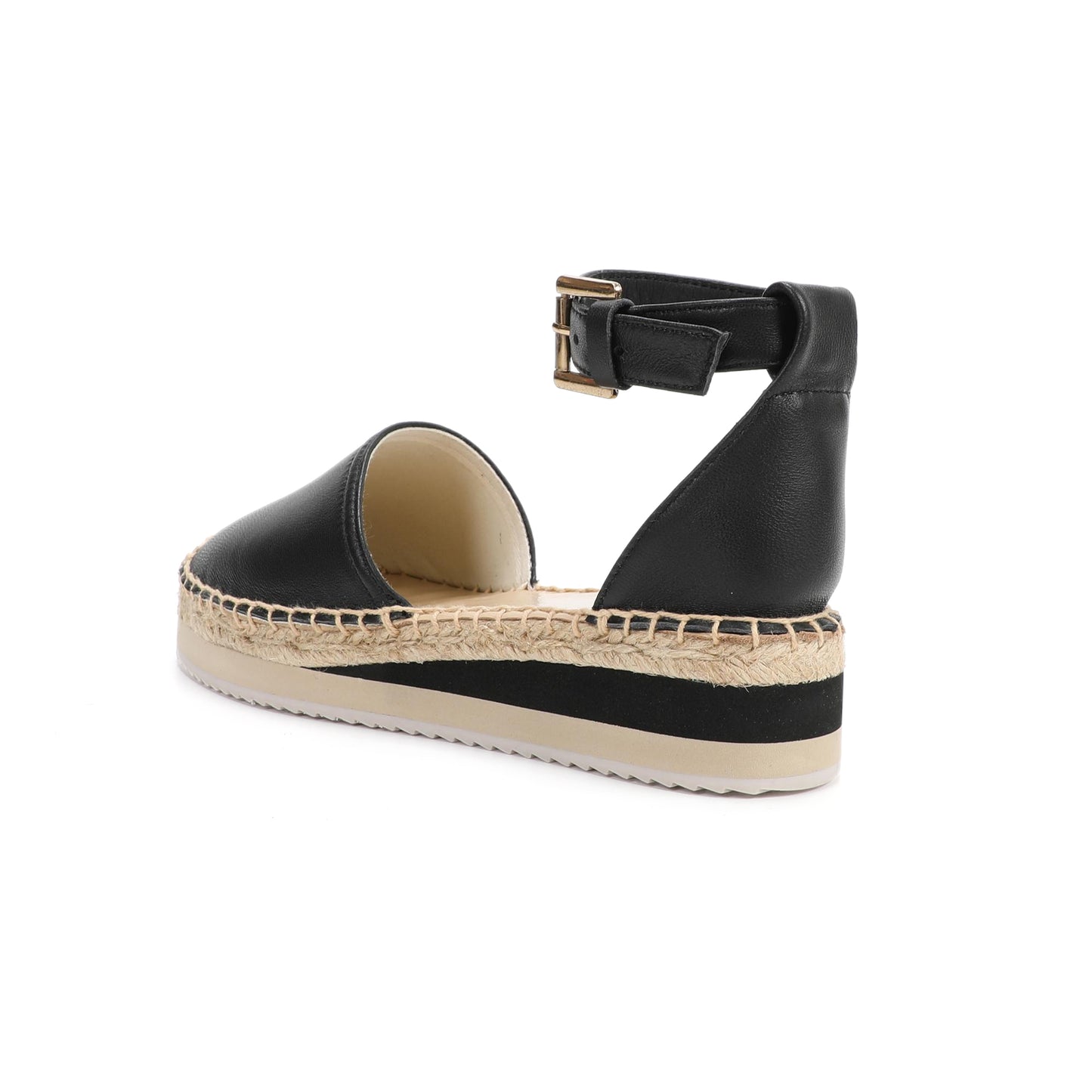 Black Leather Espadrille womens Sandals
