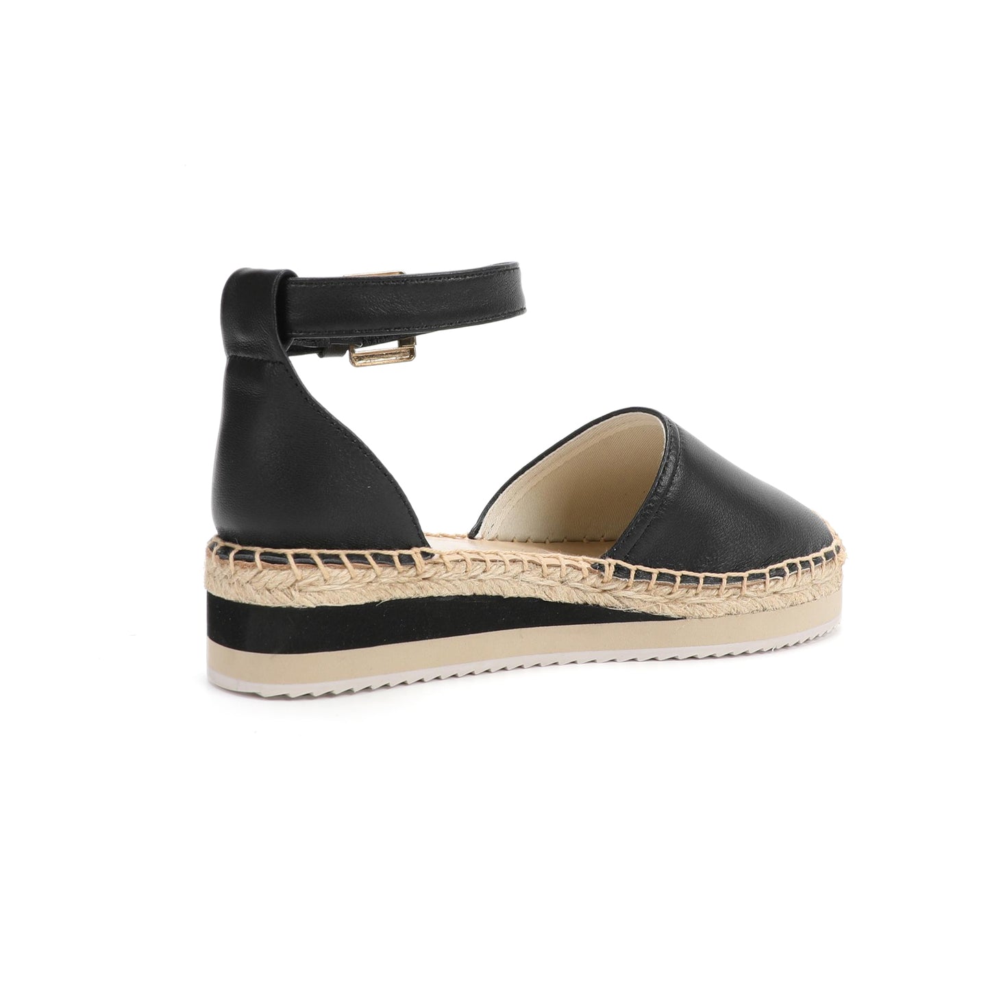 Black Leather Espadrille womens Sandals