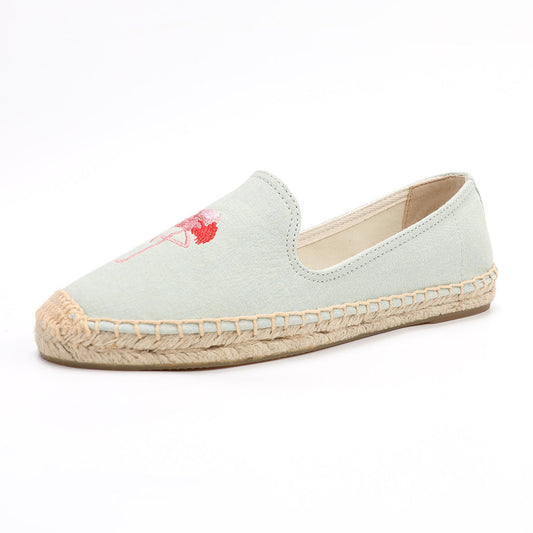 Light Blue women's flamingo espadrille flats