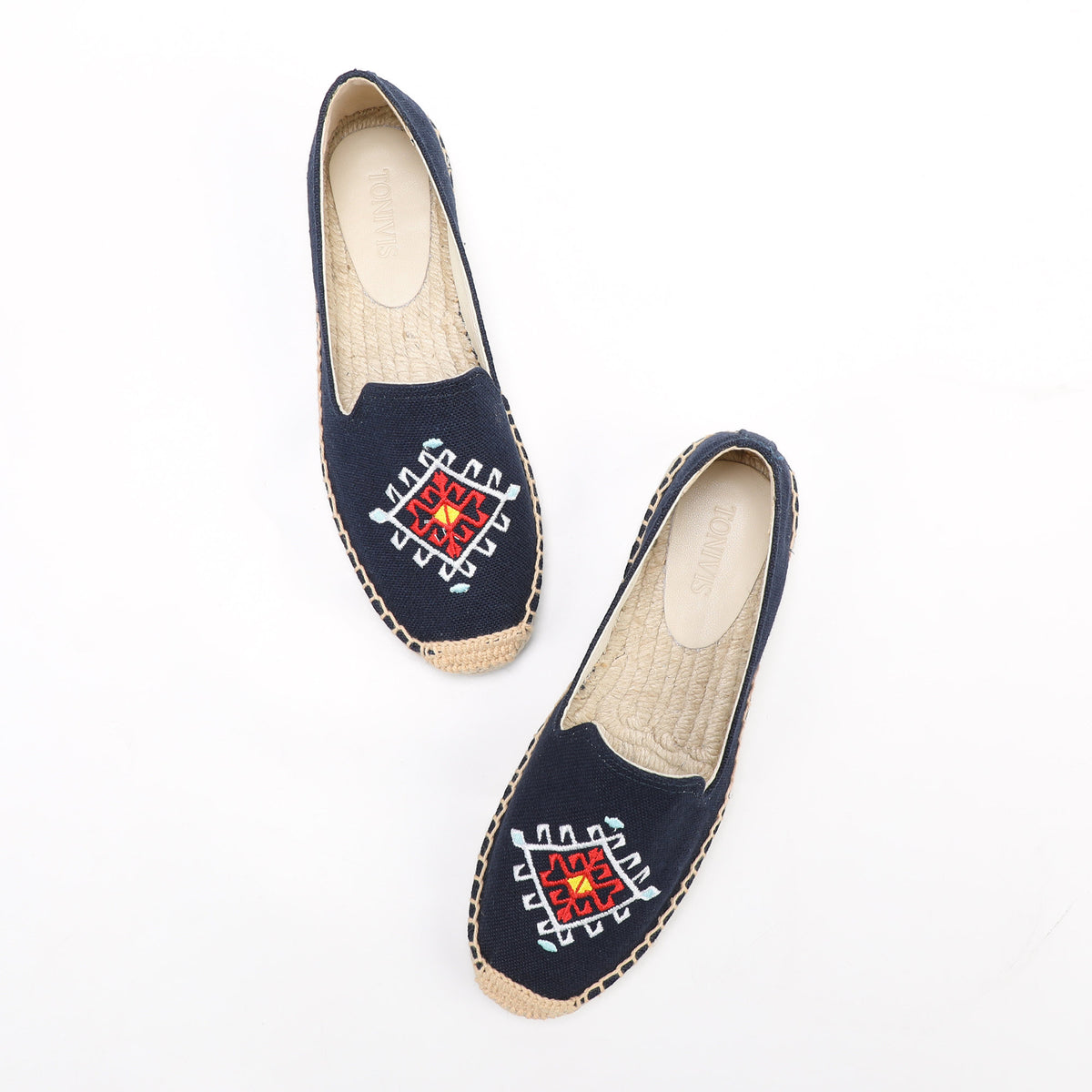 Navy women's espadrille flats, W-F647, photo 8