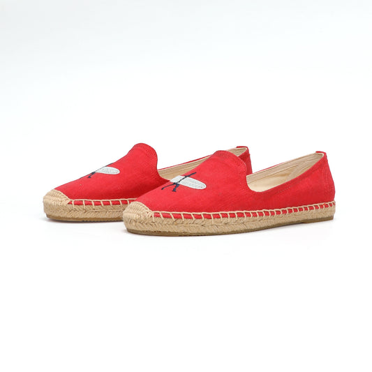 Red women's espadrille flats, W-F653, photo 1