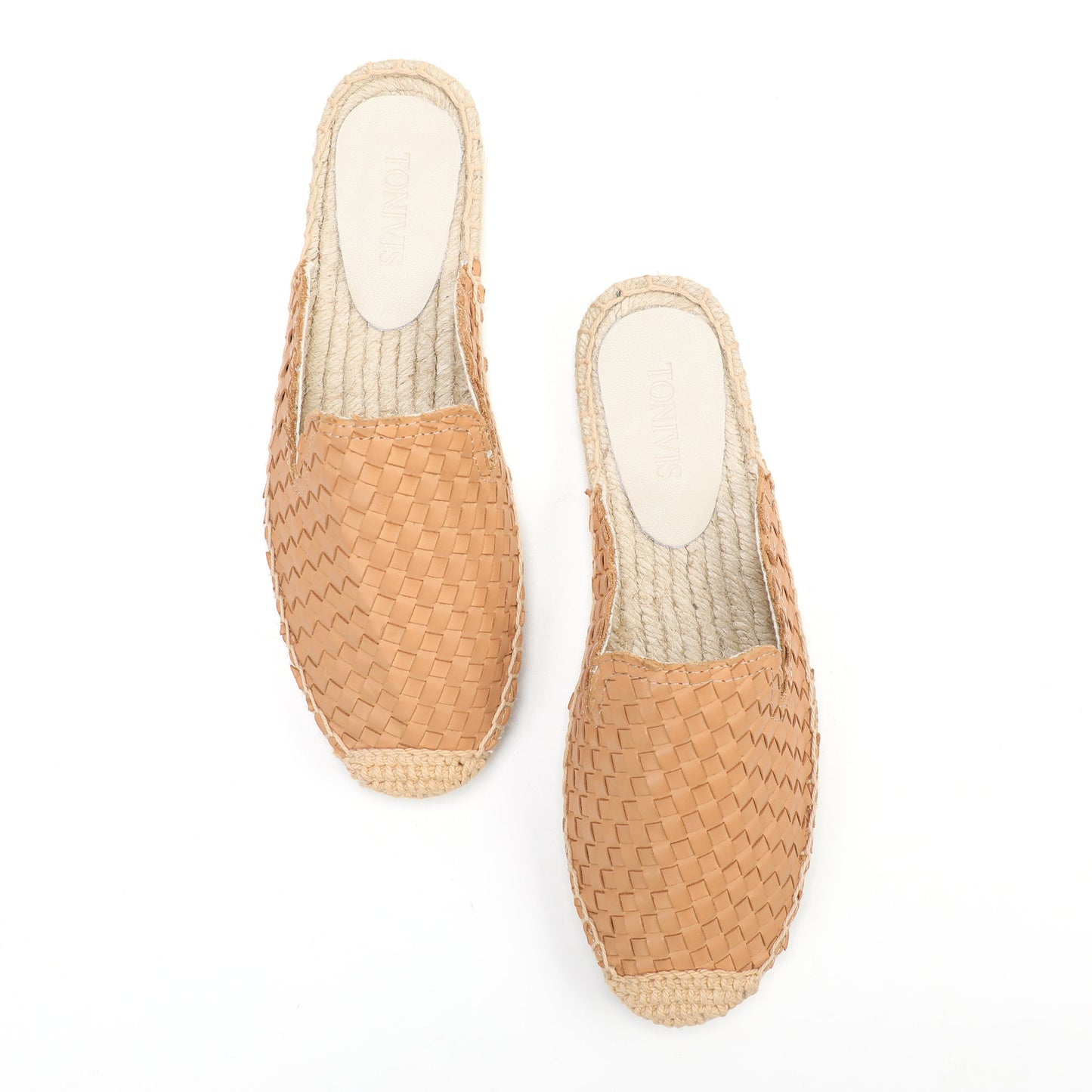 Women's Handwoven Leather Mule Espadrilles | Summer Slip-On Flats