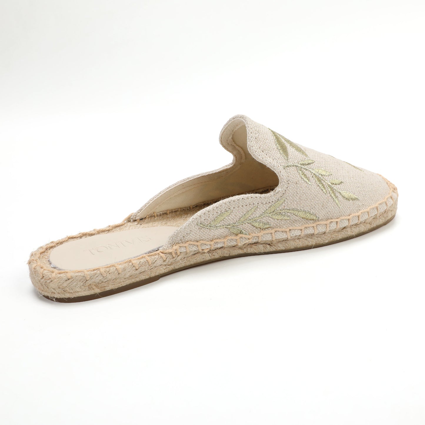 Lavender Embroidered Linen Espadrille Mules for Women
