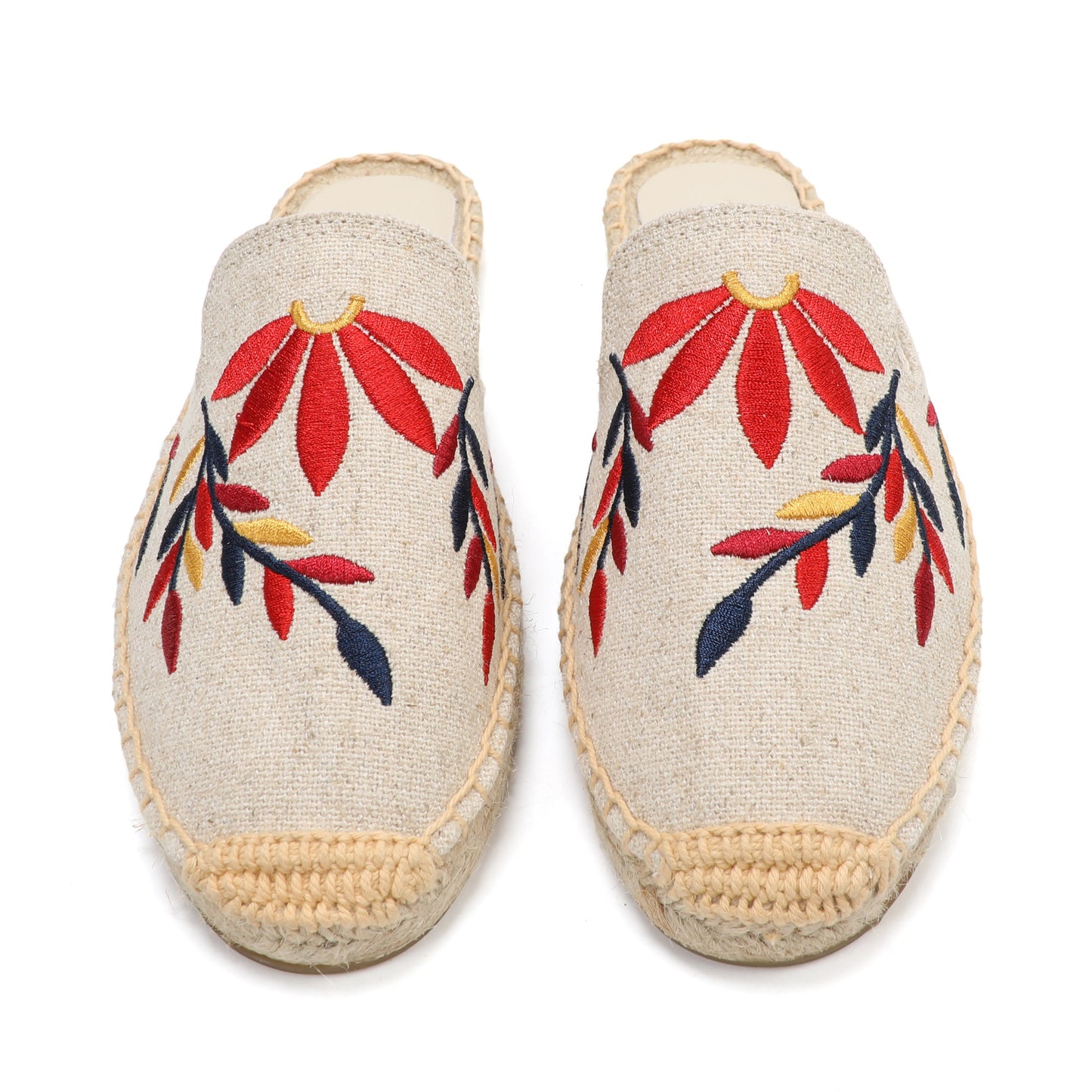 Women's Lavender Embroidered Linen Espadrille Mules