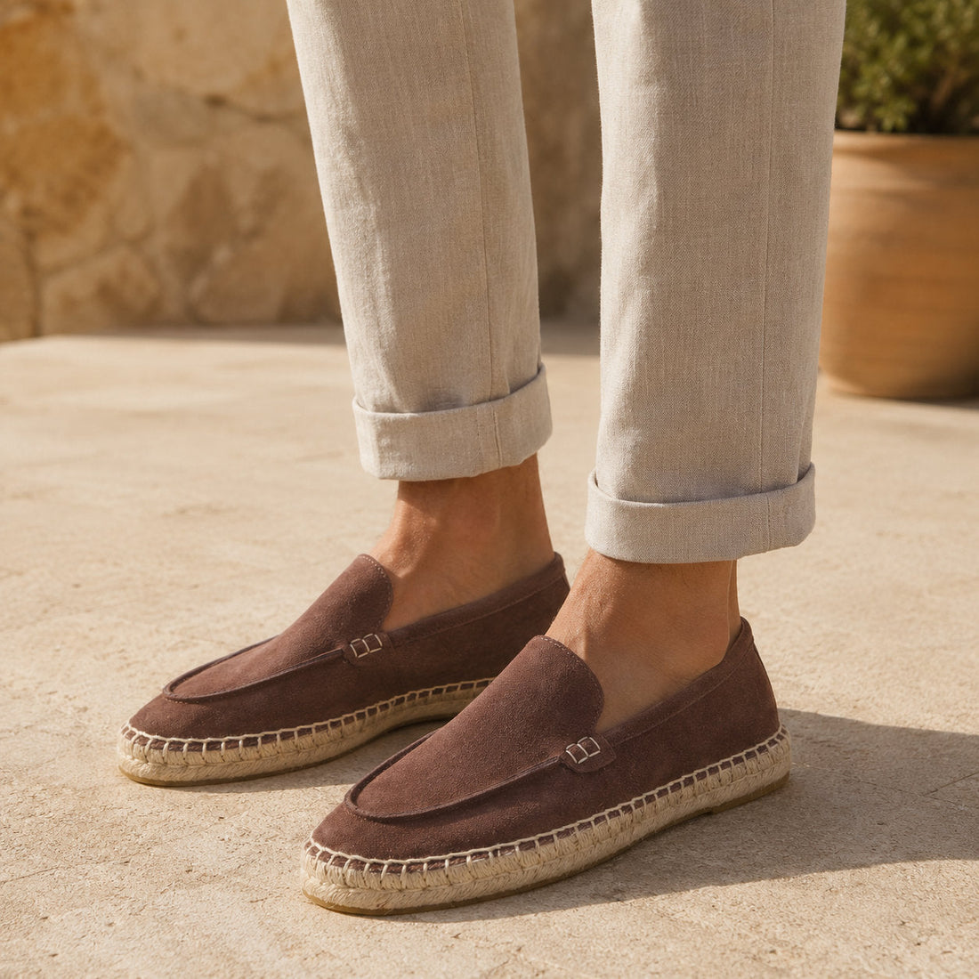 TONIVIS men's minimalist suede espadrille loafers