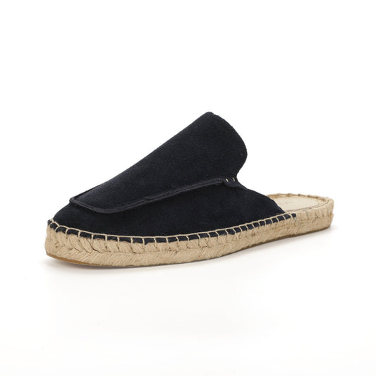 TONIVIS navy suede minimalist mule espadrilles