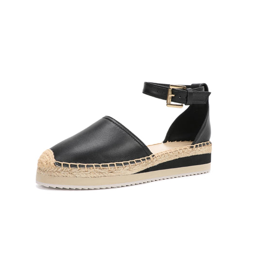Black Leather Espadrille womens Sandals