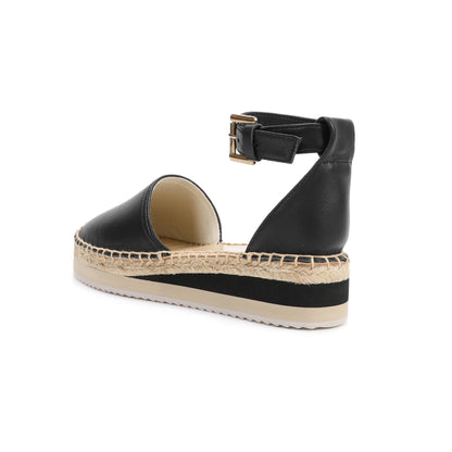 Black Leather Espadrille womens Sandals