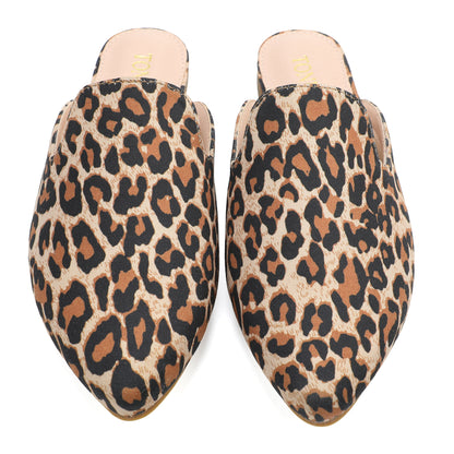 Leopard Print Pointed Toe Mules – Effortless Slip-On Flats