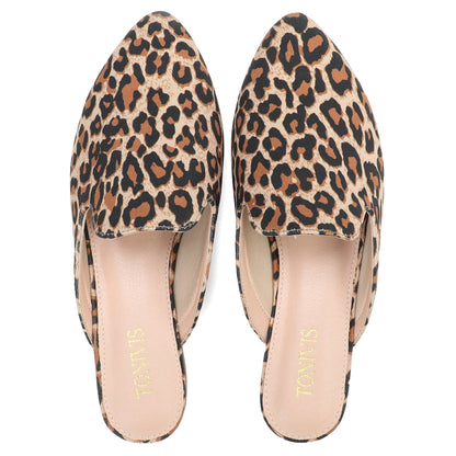 Leopard Print Pointed Toe Mules – Effortless Slip-On Flats