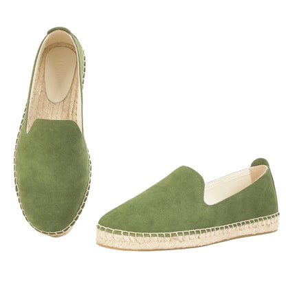 TONIVIS M2026006 green Italian handmade suede espadrille loafers upper detail