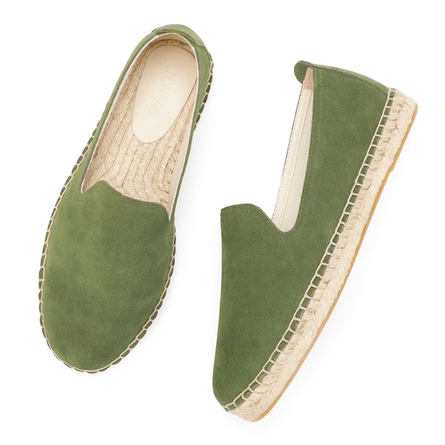 TONIVIS M2026006 green Italian handmade suede espadrille loafers material detail