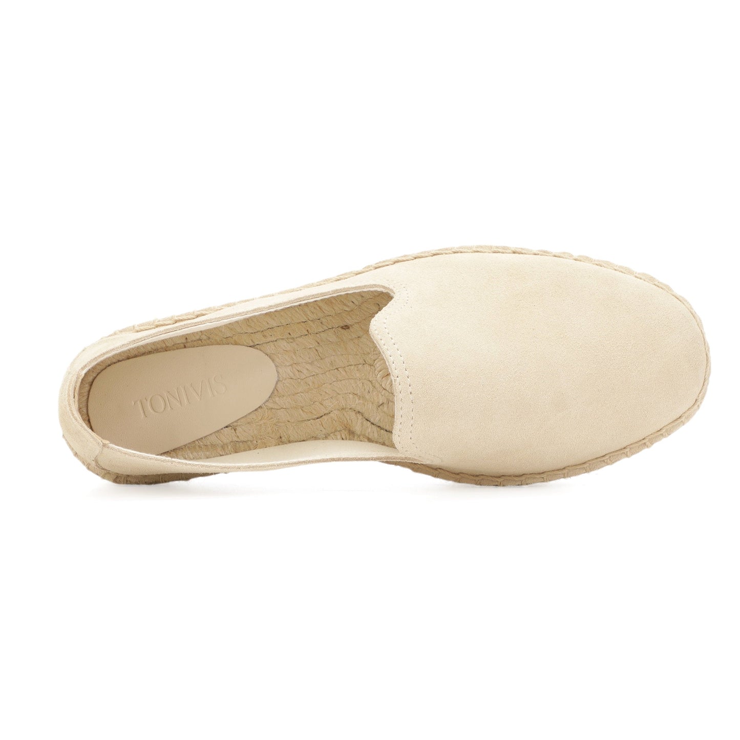 TONIVIS M2026007 beige Italian handmade suede espadrille loafers angle view