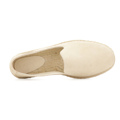 TONIVIS M2026007 beige Italian handmade suede espadrille loafers angle view