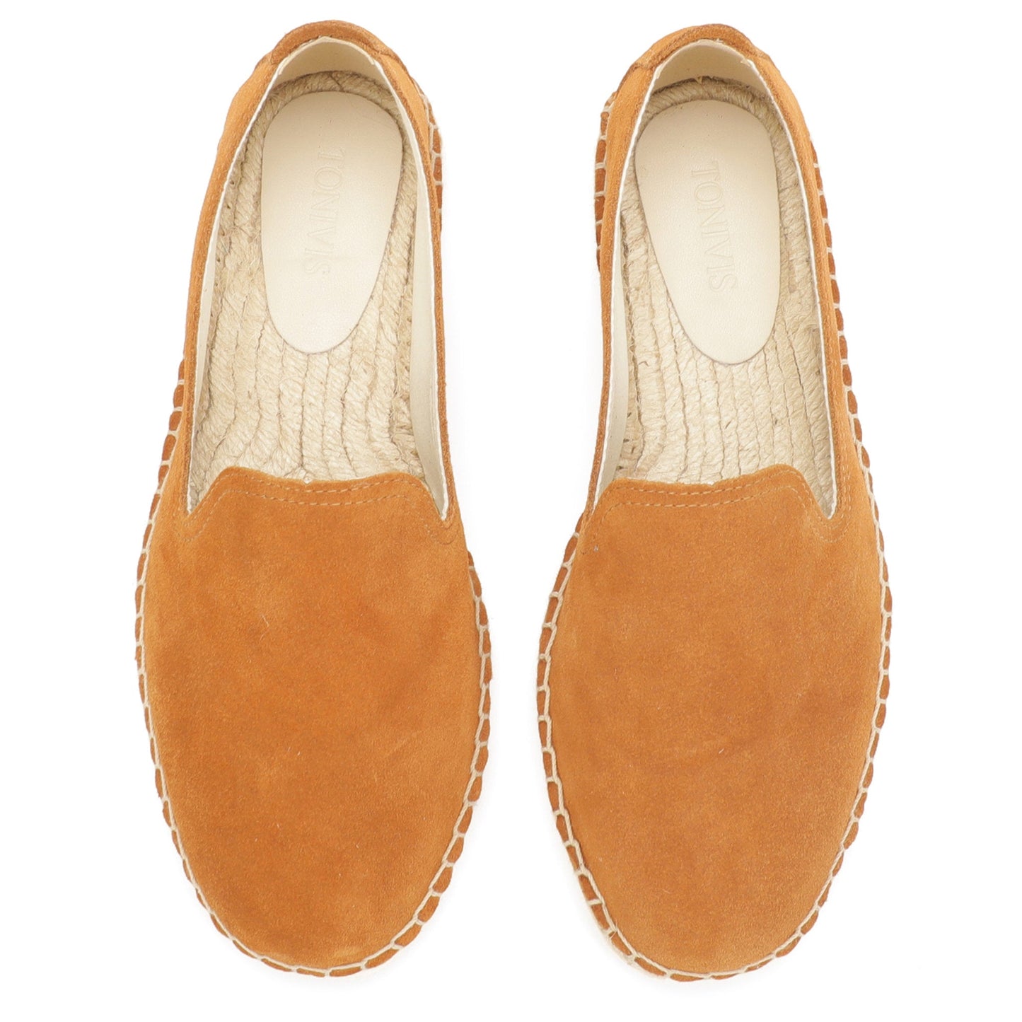 TONIVIS M2026008 brown Italian handmade suede espadrille loafers upper detail
