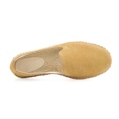 TONIVIS M2026009 camel sand Italian handmade suede espadrille loafers angle view