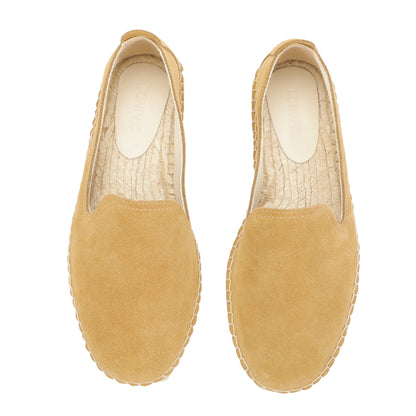 TONIVIS M2026009 camel sand Italian handmade suede espadrille loafers upper detail