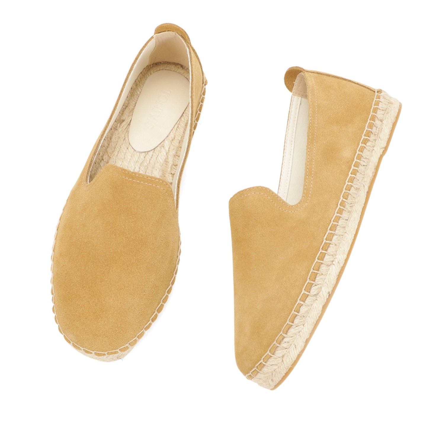 TONIVIS M2026009 camel sand Italian handmade suede espadrille loafers jute sole detail