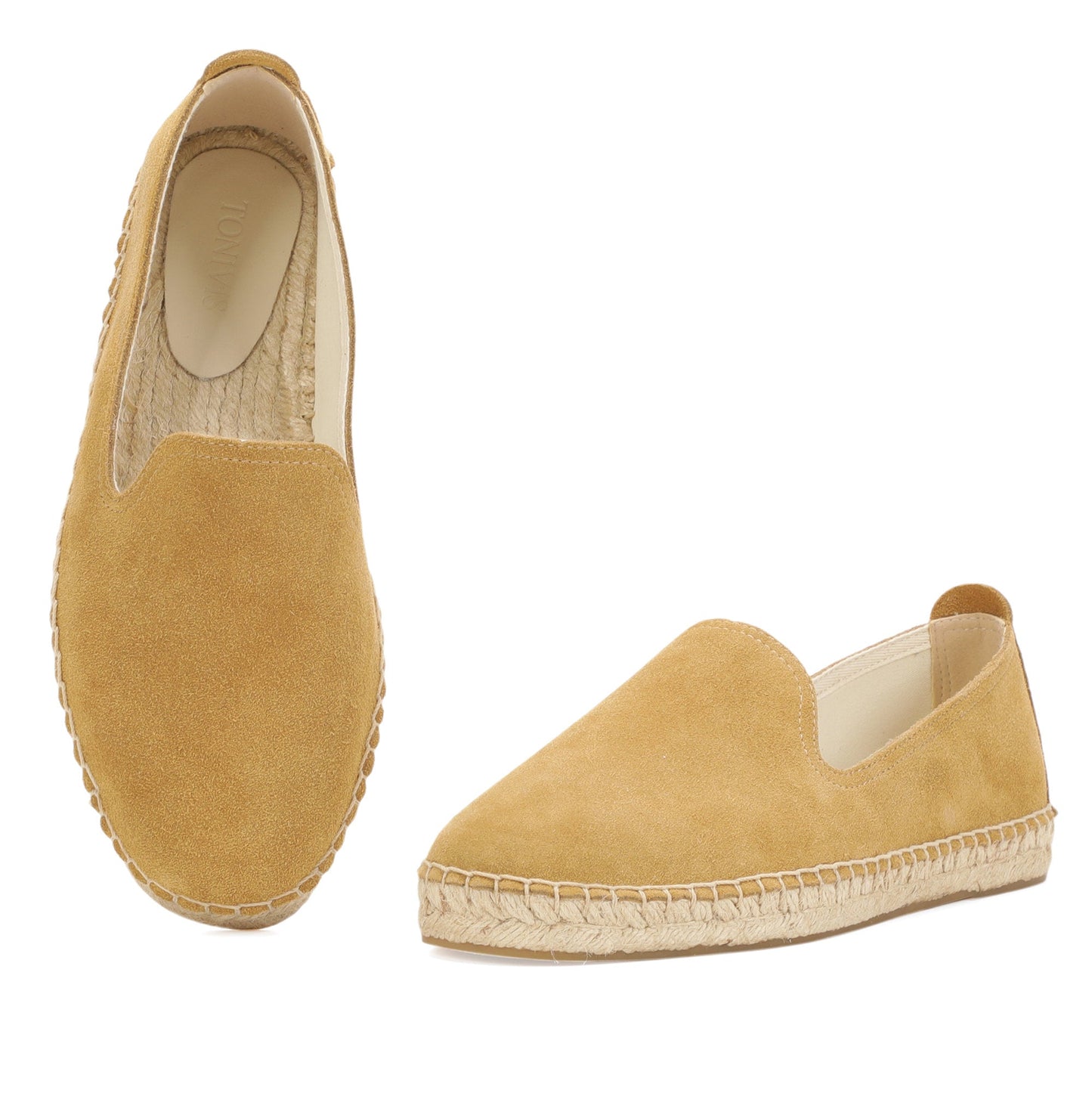 TONIVIS M2026009 camel sand Italian handmade suede espadrille loafers material detail
