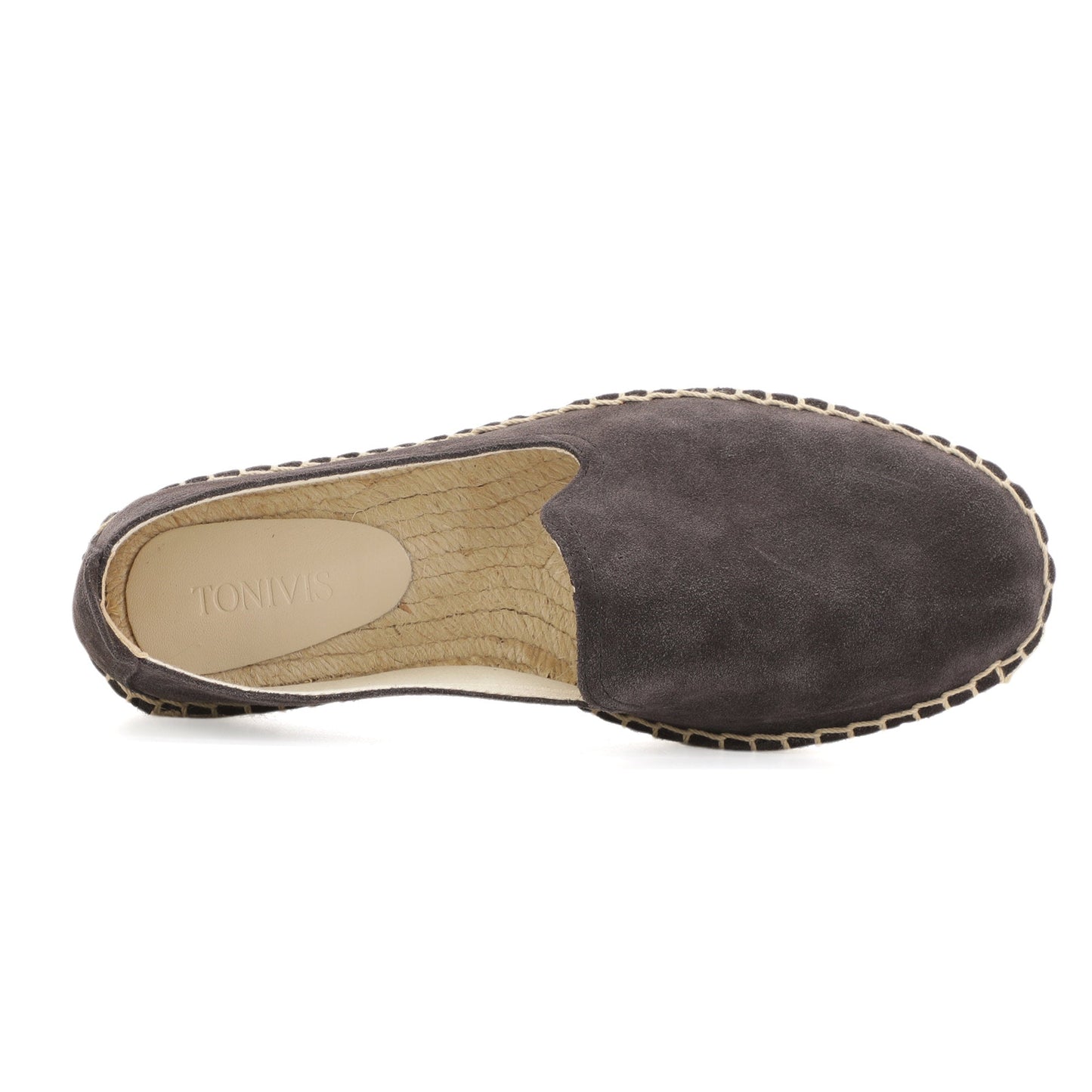 TONIVIS M2026010 black gray Italian handmade suede espadrille loafers angle view