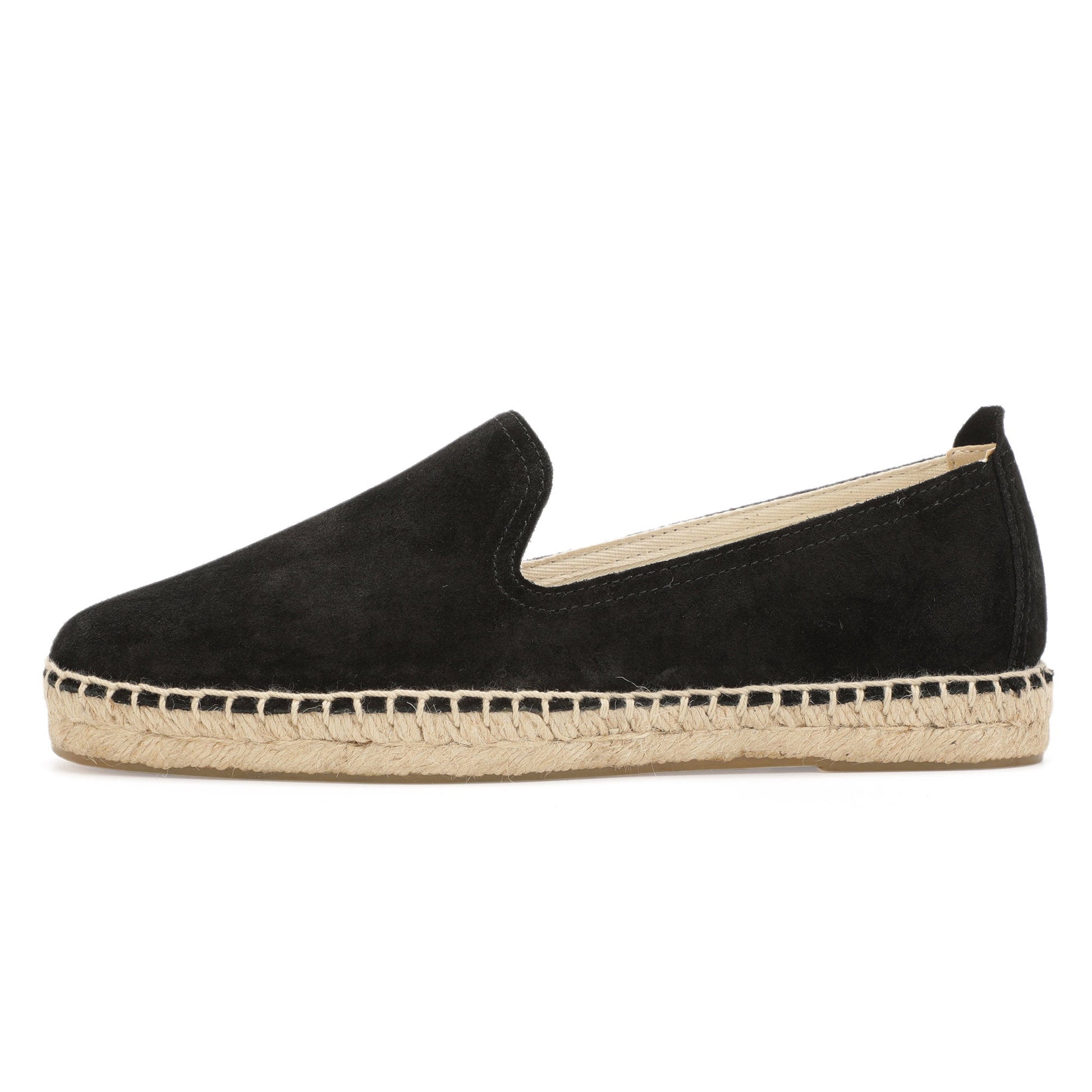 TONIVIS M2026011 black Italian handmade suede espadrille loafers side view