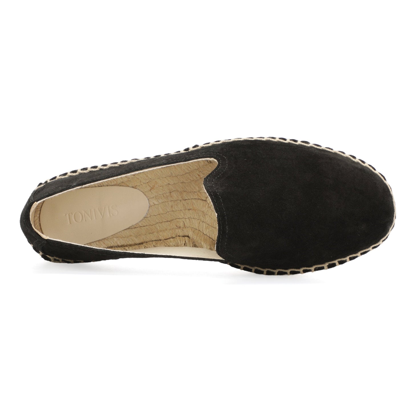 TONIVIS M2026011 black Italian handmade suede espadrille loafers angle view