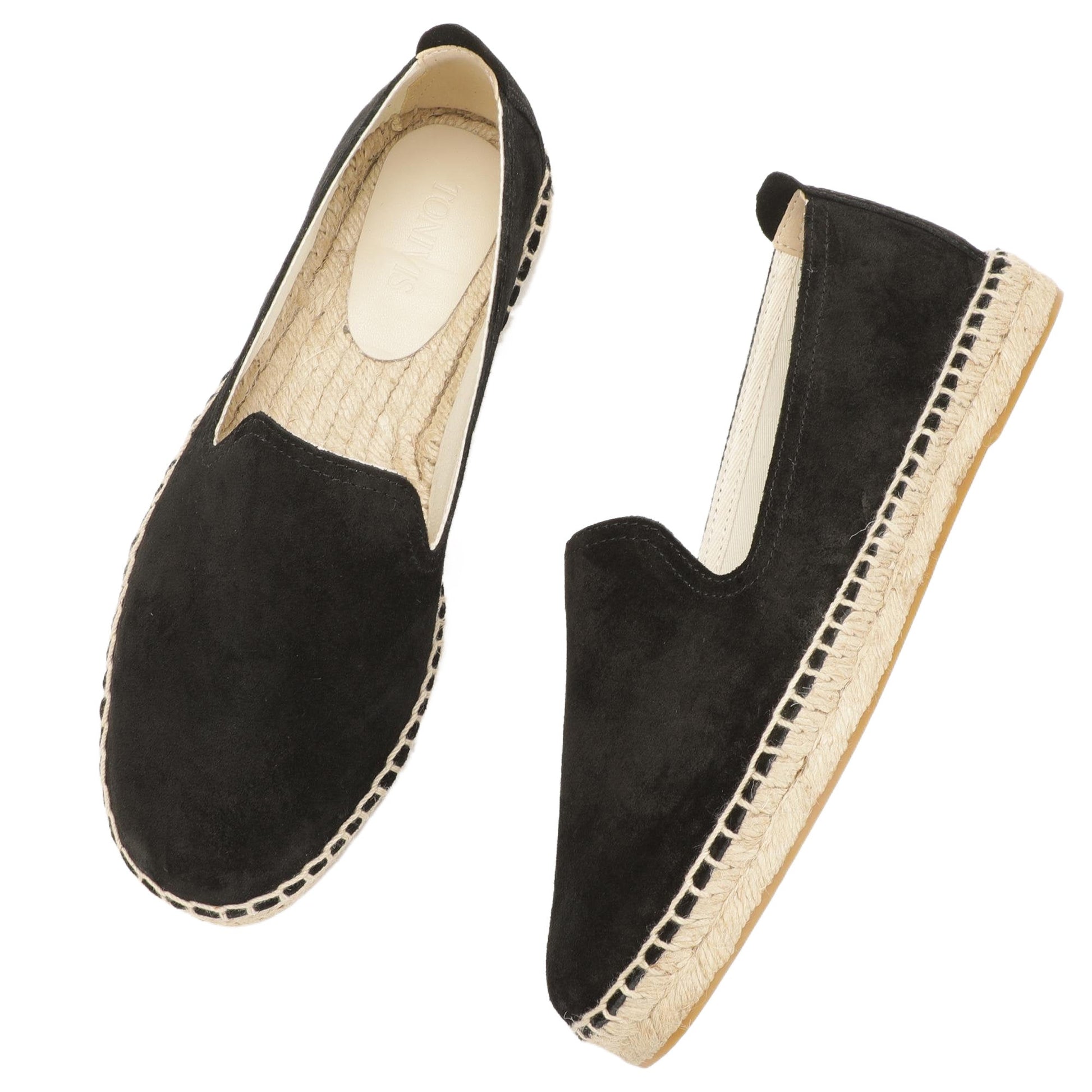 TONIVIS M2026011 black Italian handmade suede espadrille loafers jute sole detail