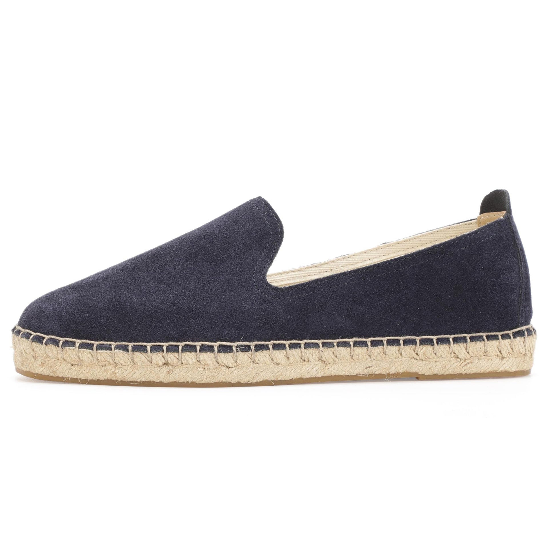 TONIVIS M2026012 navy blue Italian handmade suede espadrille loafers side view