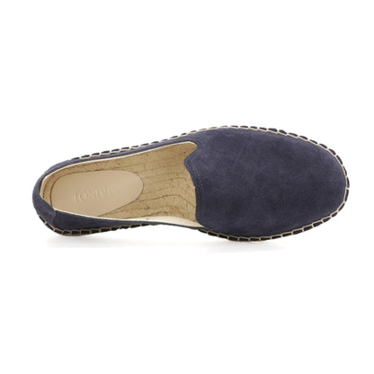 TONIVIS M2026012 navy blue Italian handmade suede espadrille loafers angle view