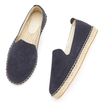 TONIVIS M2026012 navy blue Italian handmade suede espadrille loafers jute sole detail