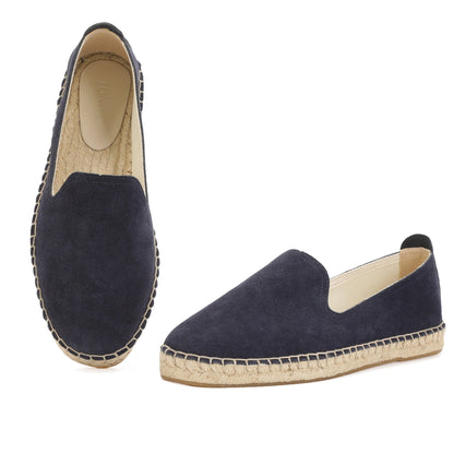 TONIVIS M2026012 navy blue Italian handmade suede espadrille loafers material detail