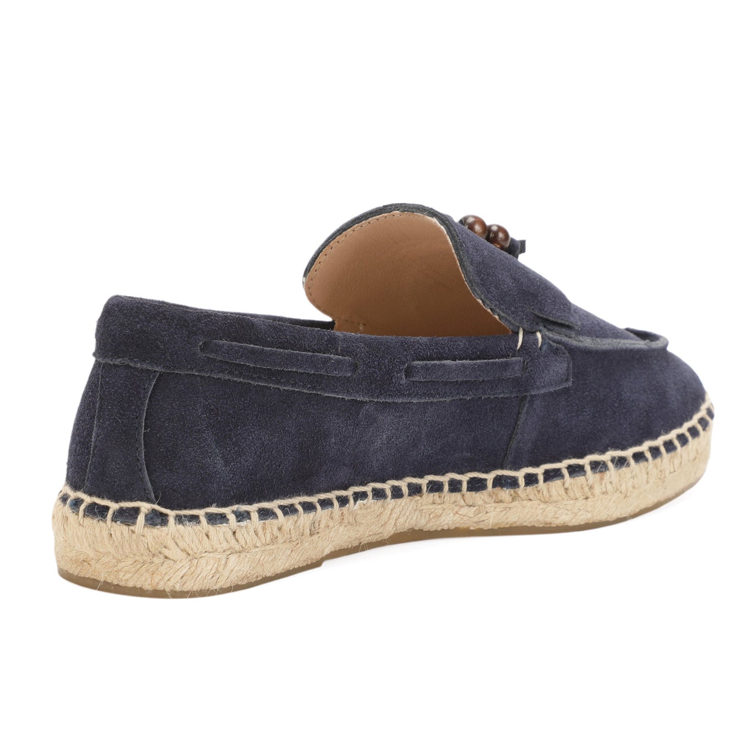 TONIVIS M2026013 navy blue wooden bead tassel suede espadrille loafers outsole view