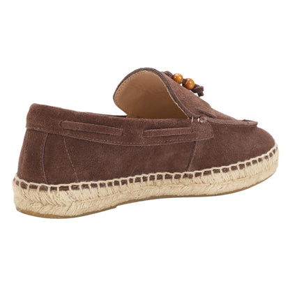 TONIVIS M2026014 mocha brown wooden bead tassel suede espadrille loafers outsole view