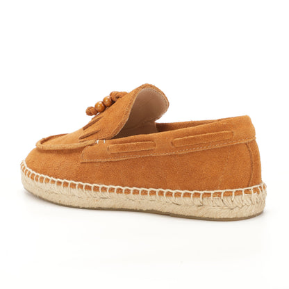 TONIVIS M2026016 brown wooden bead tassel suede espadrille loafers detail view