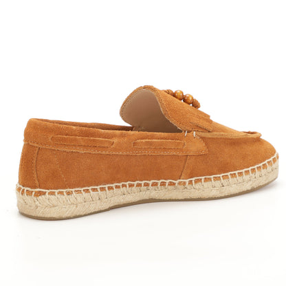 TONIVIS M2026016 brown wooden bead tassel suede espadrille loafers outsole view