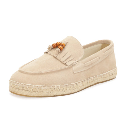 TONIVIS M2026017 sand wooden bead tassel suede espadrille loafers