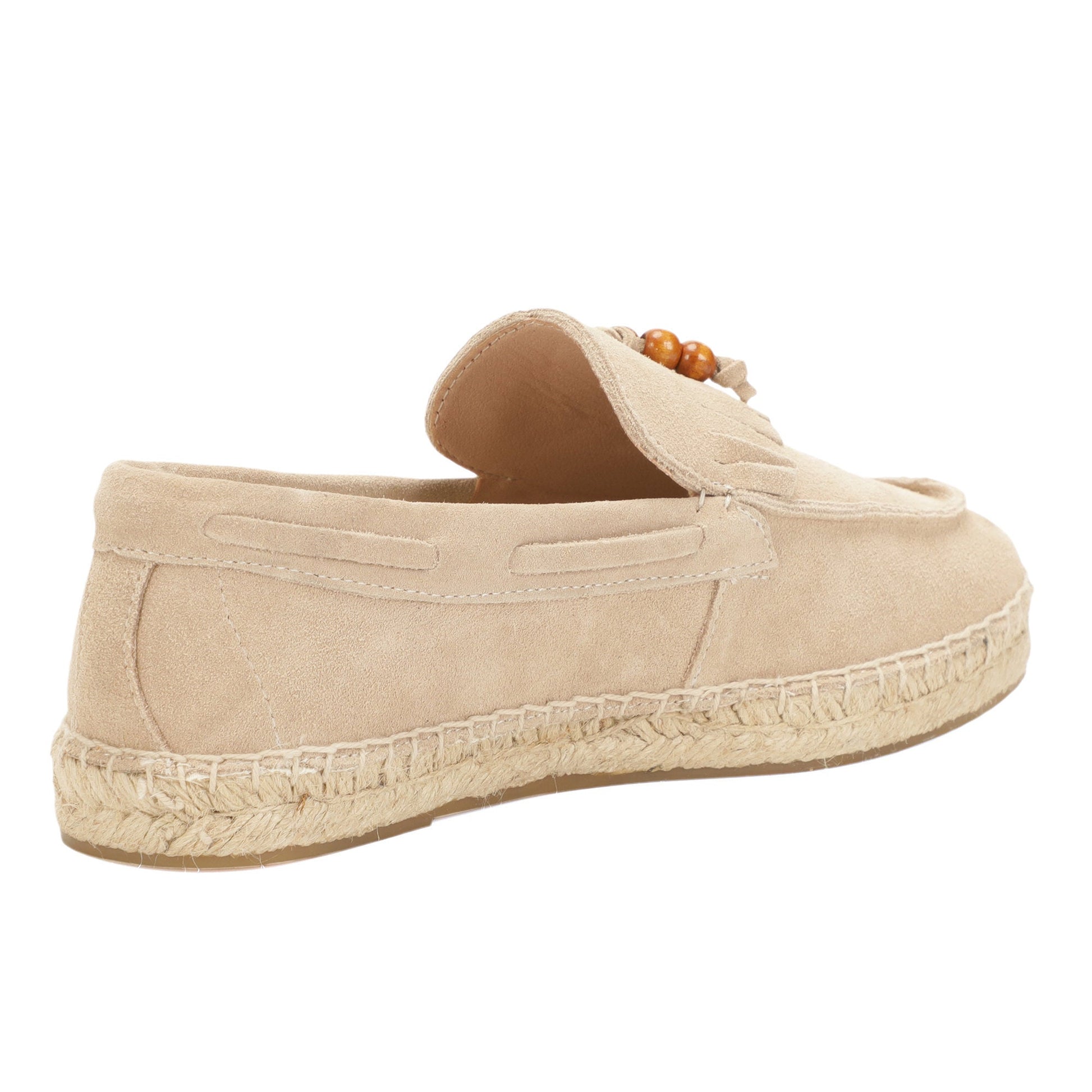 TONIVIS M2026017 sand wooden bead tassel suede espadrille loafers outsole view