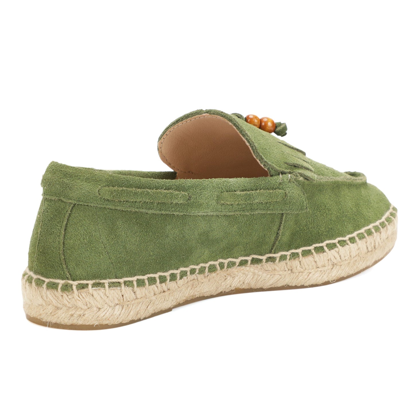 TONIVIS M2026018 green wooden bead tassel suede espadrille loafers outsole view