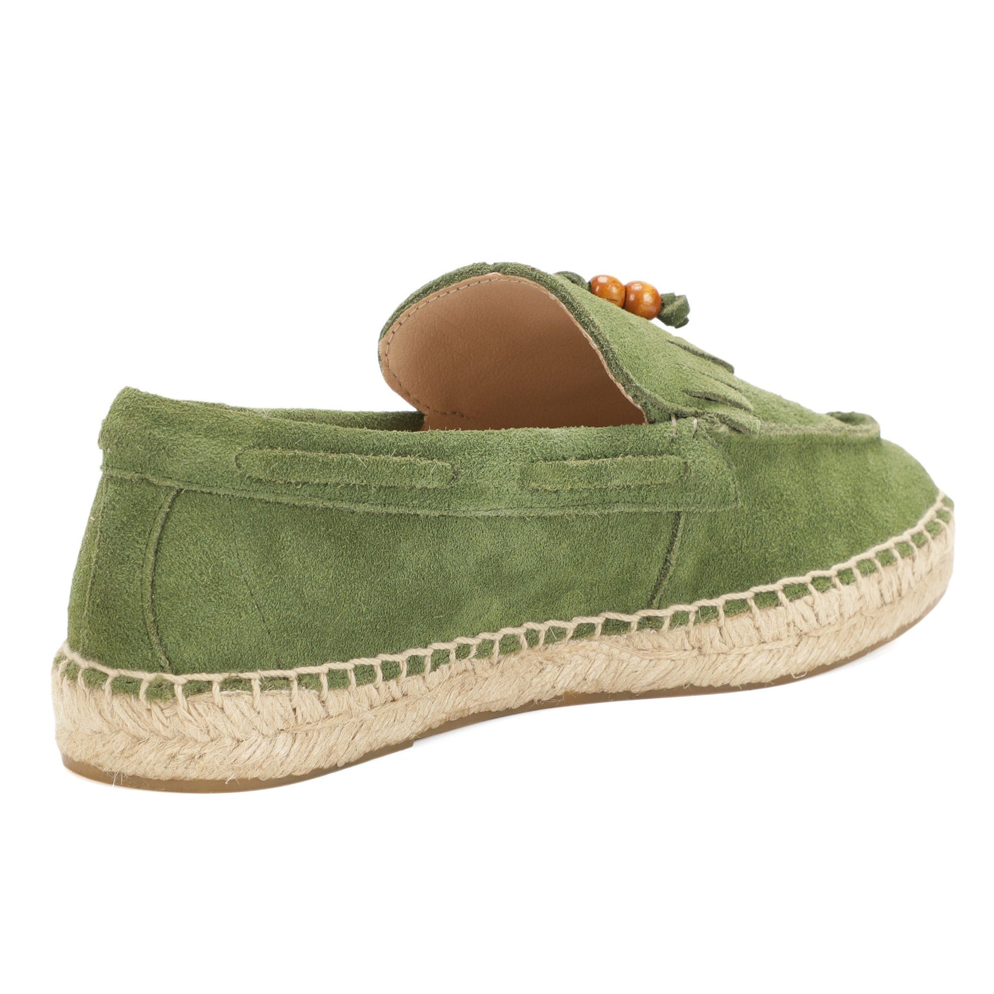TONIVIS M2026018 green wooden bead tassel suede espadrille loafers outsole view