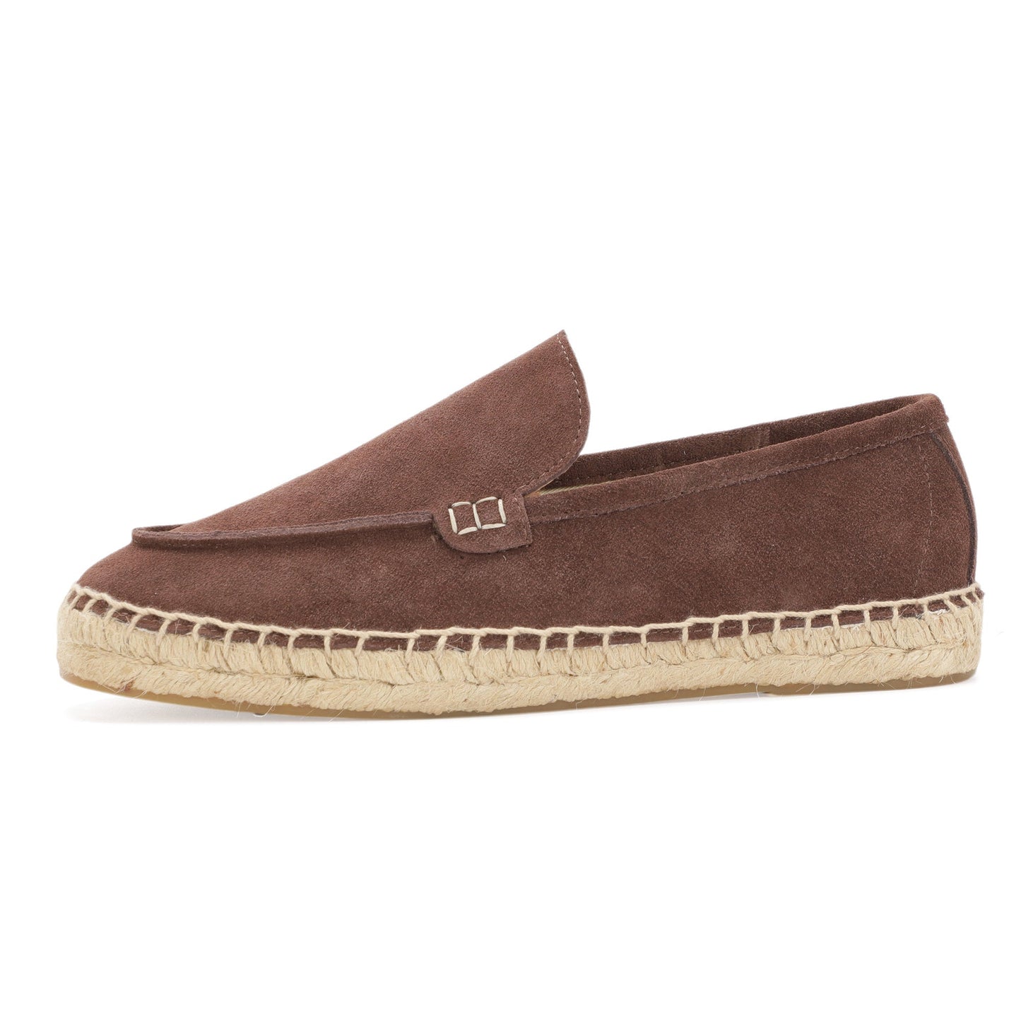 TONIVIS men's mocha brown minimalist suede espadrille loafers side view