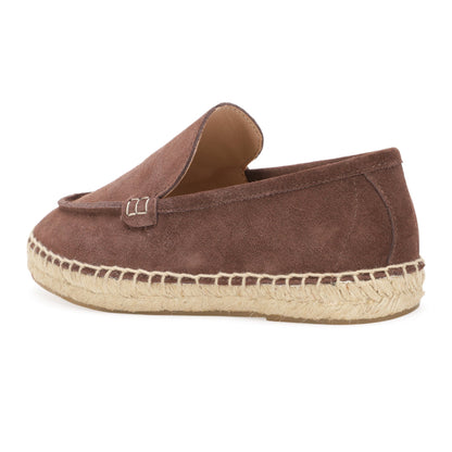 TONIVIS men's mocha brown minimalist suede espadrille loafers detail view