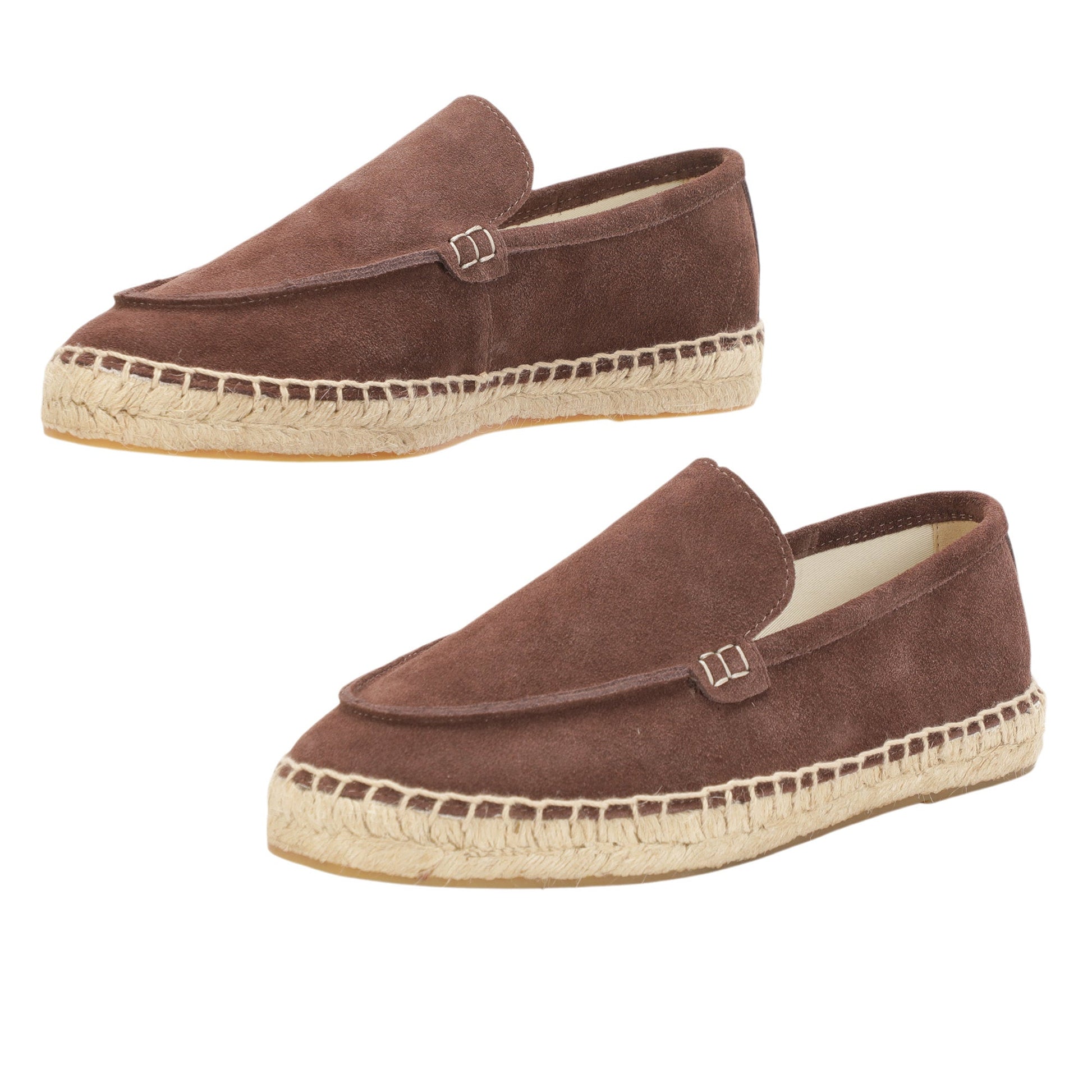 TONIVIS men's mocha brown minimalist suede espadrille loafers lifestyle detail