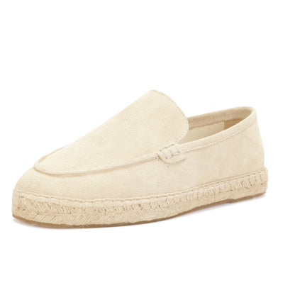 TONIVIS men's ivory cream minimalist suede espadrille loafers