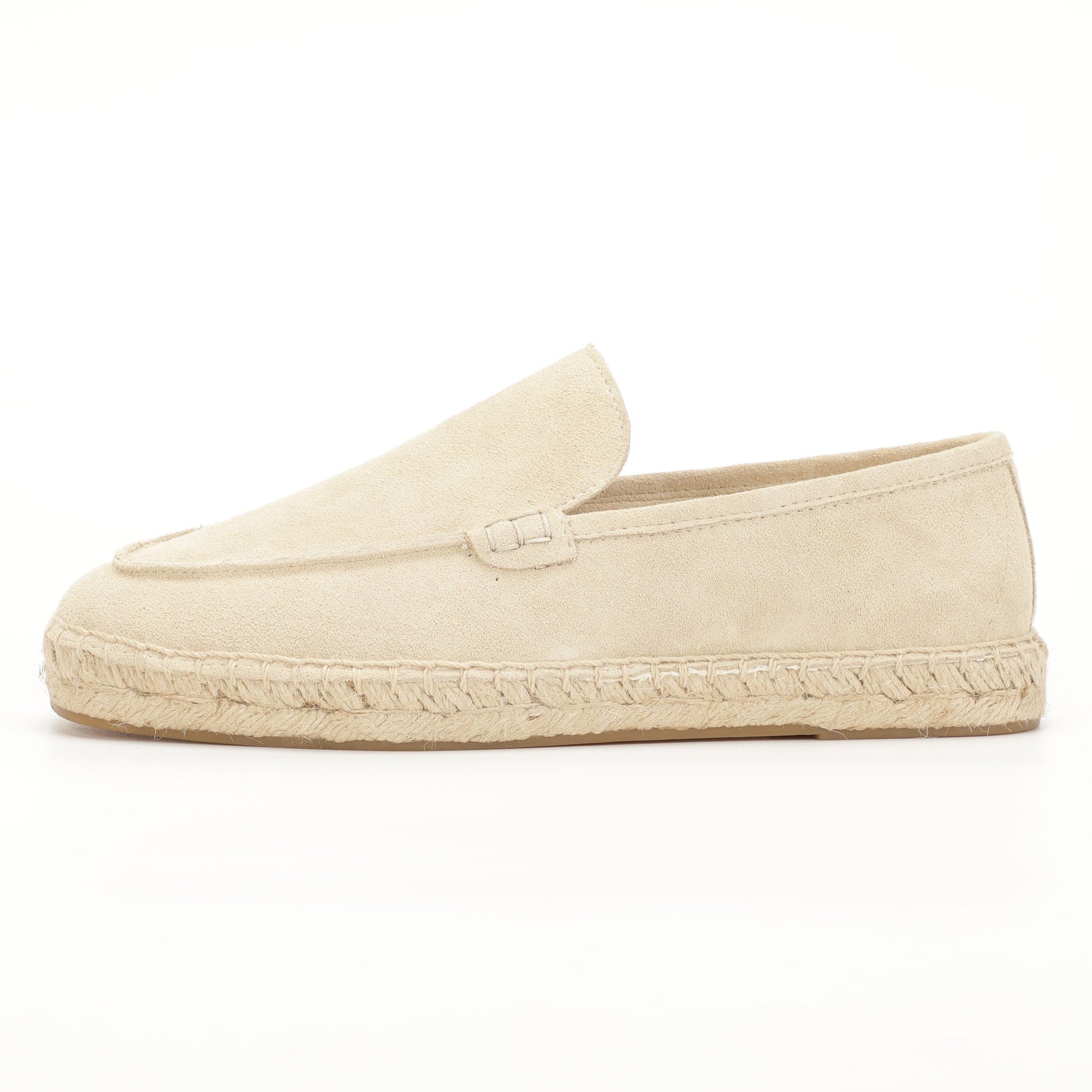 TONIVIS men's ivory cream minimalist suede espadrille loafers side view