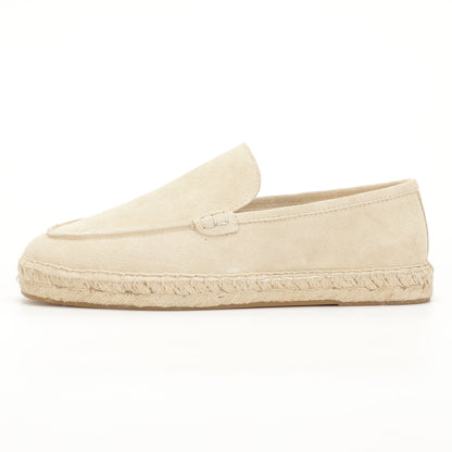 TONIVIS men's ivory cream minimalist suede espadrille loafers side view