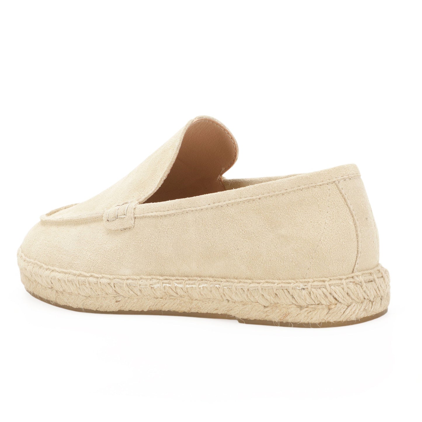 TONIVIS men's ivory cream minimalist suede espadrille loafers detail view