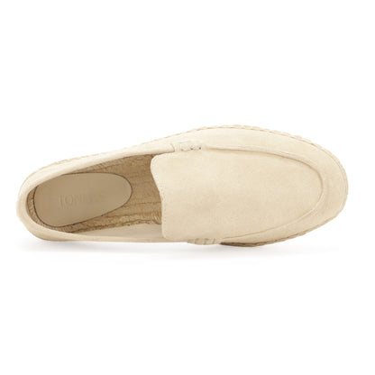 TONIVIS men's ivory cream minimalist suede espadrille loafers angle view