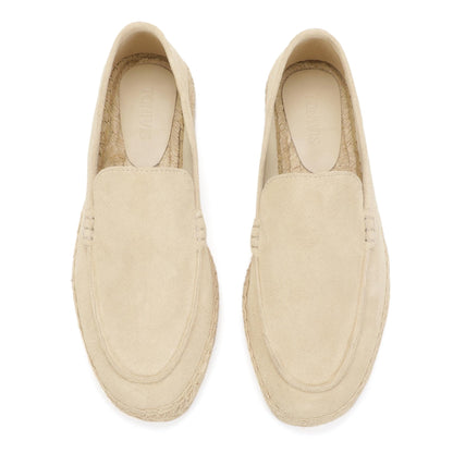 TONIVIS men's ivory cream minimalist suede espadrille loafers upper detail