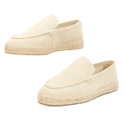 TONIVIS men's ivory cream minimalist suede espadrille loafers lifestyle detail