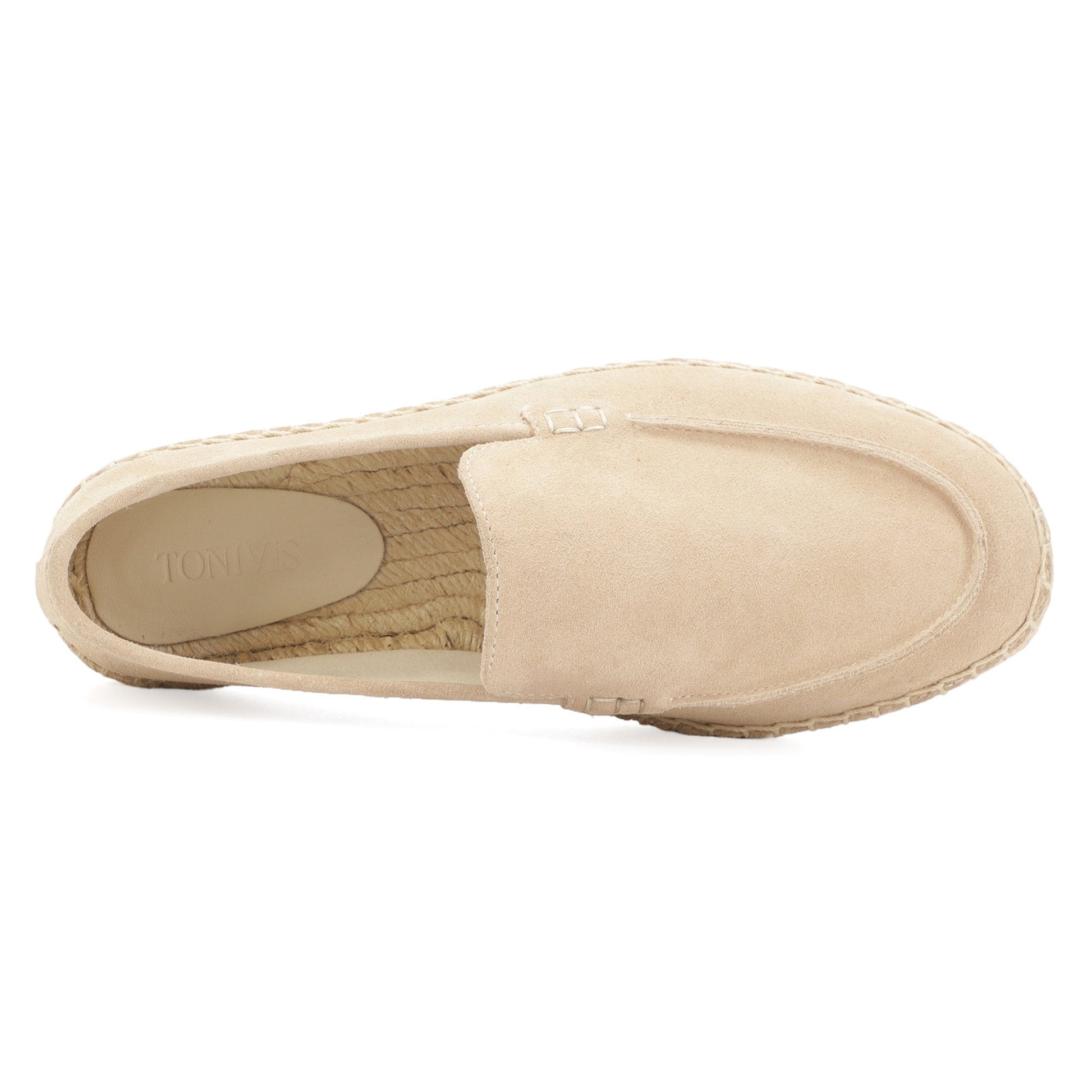 TONIVIS men's sand minimalist suede espadrille loafers angle view